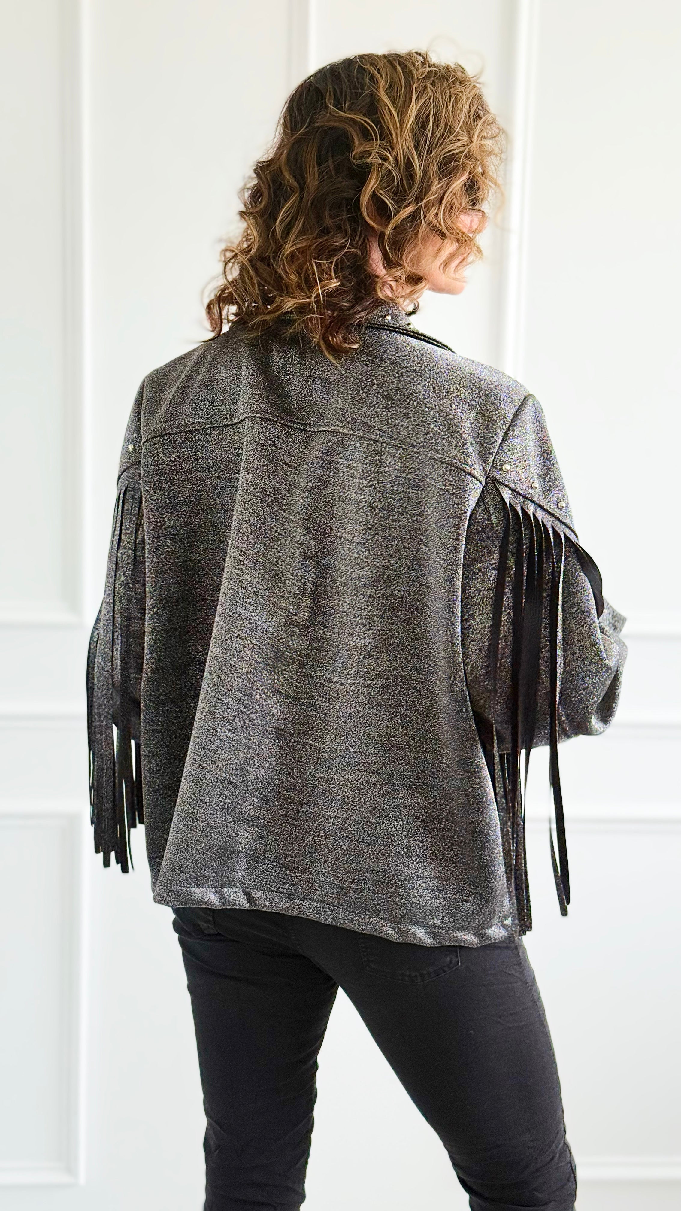 Aurora Luxe Fringe Italian Jacket-160 Jackets-TATTOO Z-Coastal Bloom Boutique, find the trendiest versions of the popular styles and looks Located in Indialantic, FL