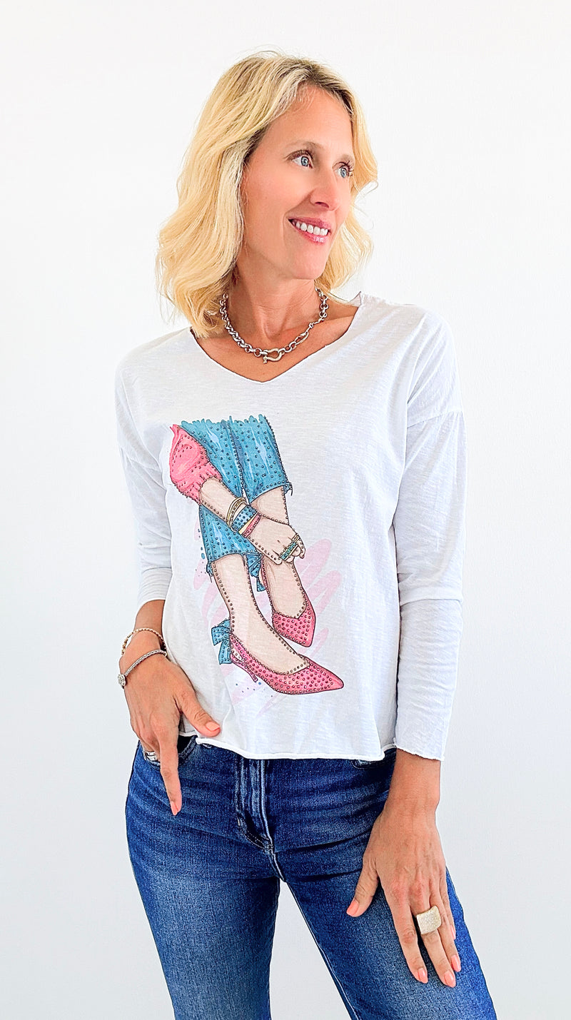 Bow Steps Printed Top-130 Long Sleeve Tops-V6-Coastal Bloom Boutique, find the trendiest versions of the popular styles and looks Located in Indialantic, FL