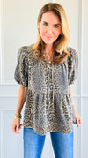 Leopard Babydoll Top-110 Short Sleeve Tops-Coastal Bloom-Coastal Bloom Boutique, find the trendiest versions of the popular styles and looks Located in Indialantic, FL