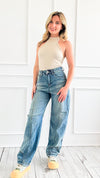 Utility Curve-Stitch Denim Pants-190 Denim-ten22-Coastal Bloom Boutique, find the trendiest versions of the popular styles and looks Located in Indialantic, FL