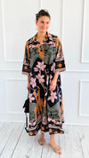 Safari Luxe Botanical Italian Long Dress-200 Dresses/Jumpsuits/Rompers-AZUL MONACO-Coastal Bloom Boutique, find the trendiest versions of the popular styles and looks Located in Indialantic, FL