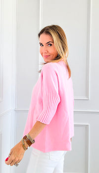 Break Free Italian Sweater Top - Powder Pink-140 Sweaters-Italianissimo-Coastal Bloom Boutique, find the trendiest versions of the popular styles and looks Located in Indialantic, FL