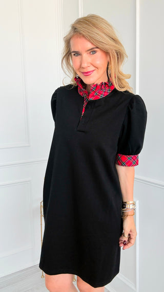 Tartan Plaid Puff Sleeve Dress