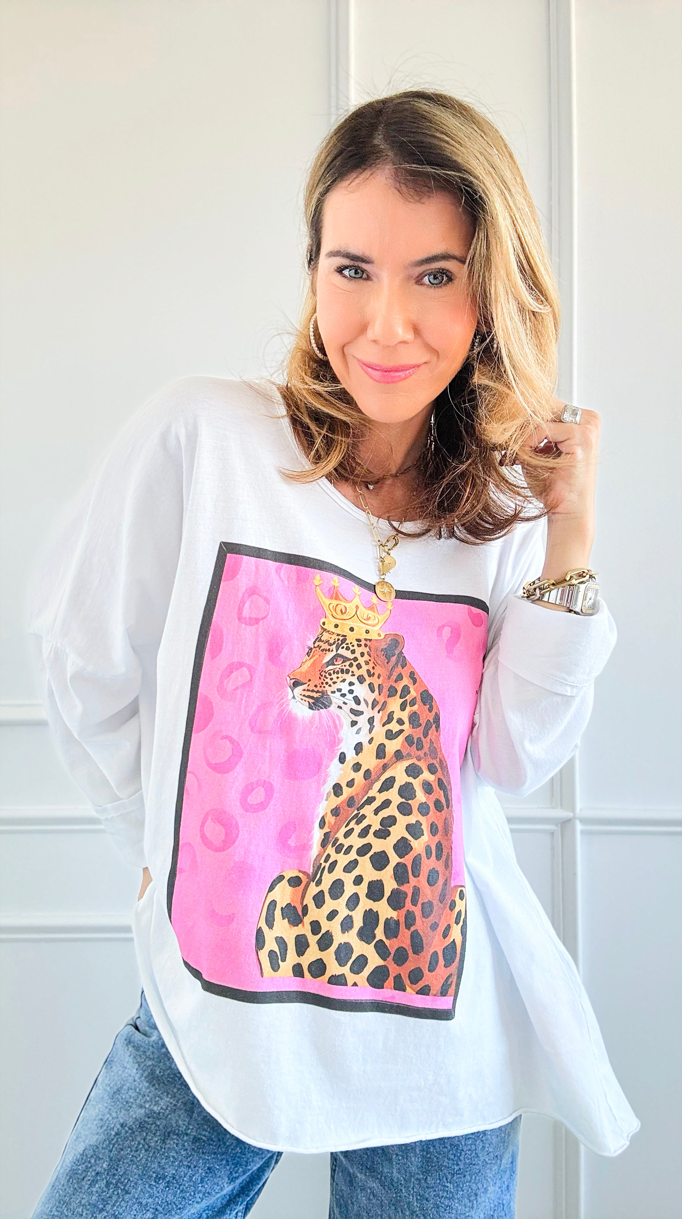 Wild Queen Italian Pullover-130 Long Sleeve Tops-Italianissimo-Coastal Bloom Boutique, find the trendiest versions of the popular styles and looks Located in Indialantic, FL