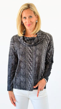 Textured Cowl Neck Sweater-140 Sweaters-Ariella-Coastal Bloom Boutique, find the trendiest versions of the popular styles and looks Located in Indialantic, FL