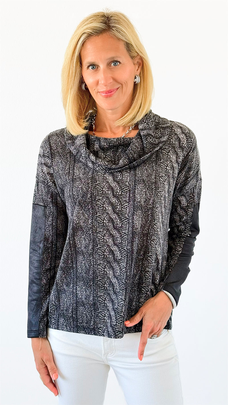 Textured Cowl Neck Sweater-140 Sweaters-Ariella-Coastal Bloom Boutique, find the trendiest versions of the popular styles and looks Located in Indialantic, FL