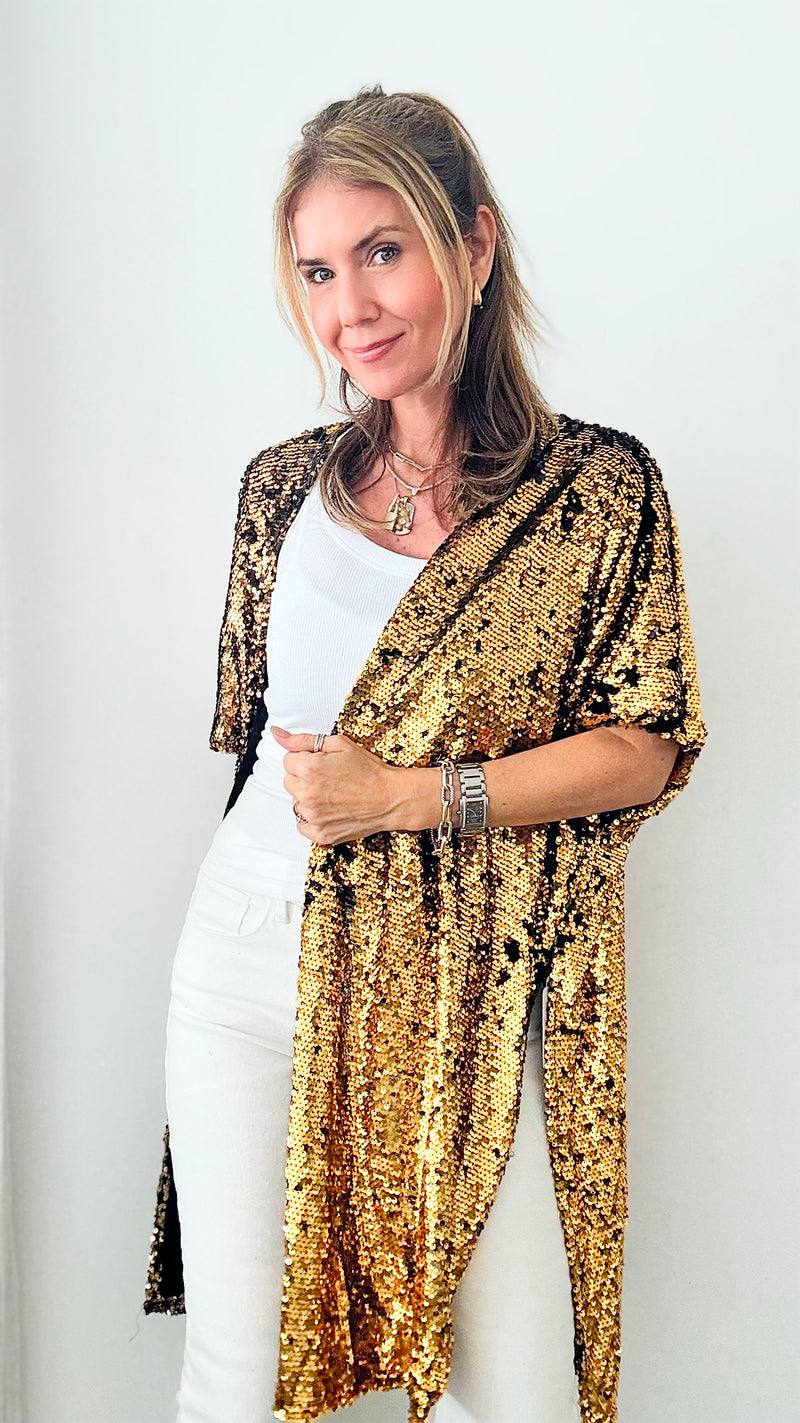 Stadium Tour Sequins Cardigan - Gold-150 Cardigan Layers-Rousseau-Coastal Bloom Boutique, find the trendiest versions of the popular styles and looks Located in Indialantic, FL