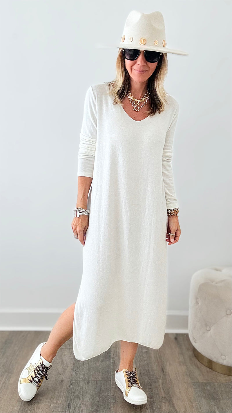 Italian Sweater Maxi Dress - Ivory-200 dresses/jumpsuits/rompers-Germany-Coastal Bloom Boutique, find the trendiest versions of the popular styles and looks Located in Indialantic, FL