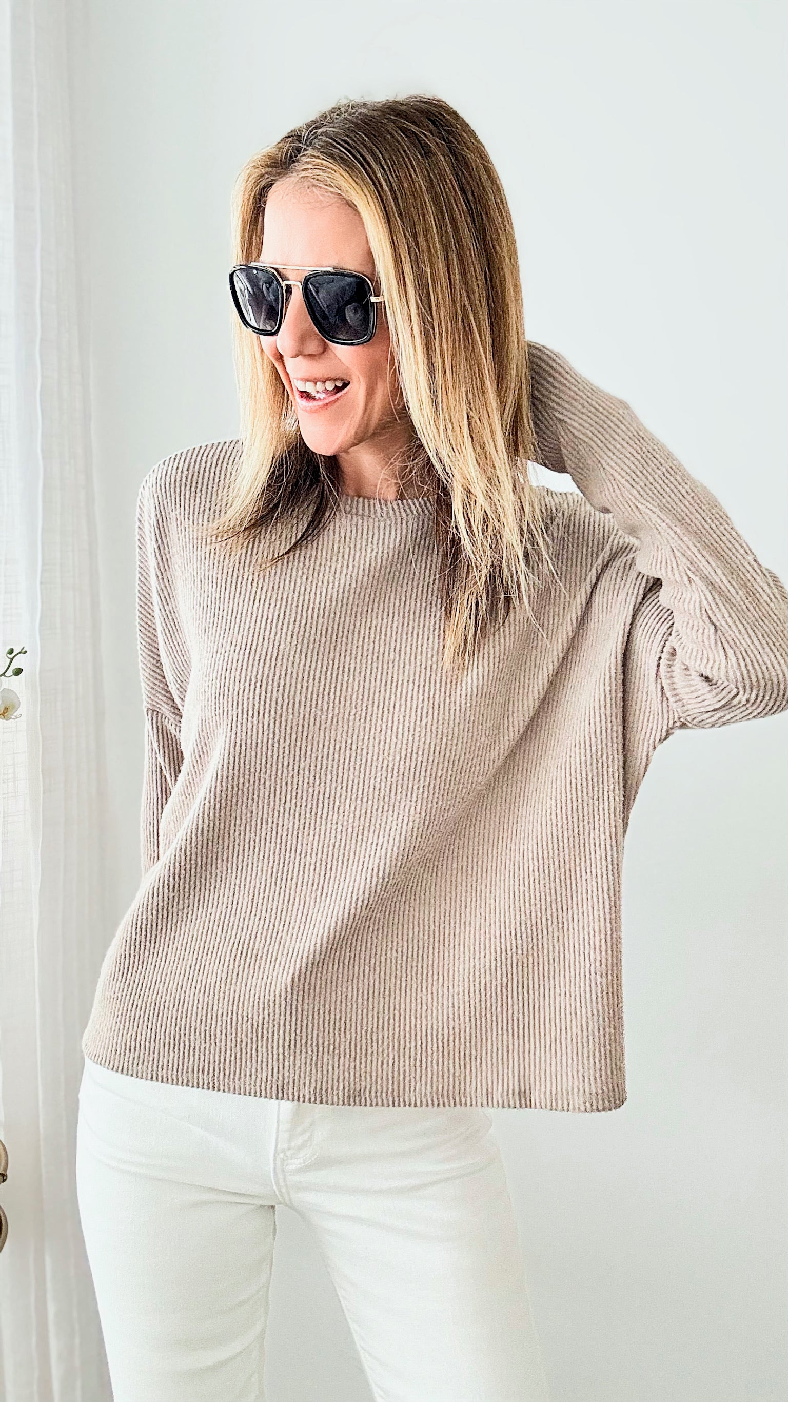 Ribbed Dolman Sweater - H Mocha-130 Long Sleeve Tops-Zenana-Coastal Bloom Boutique, find the trendiest versions of the popular styles and looks Located in Indialantic, FL