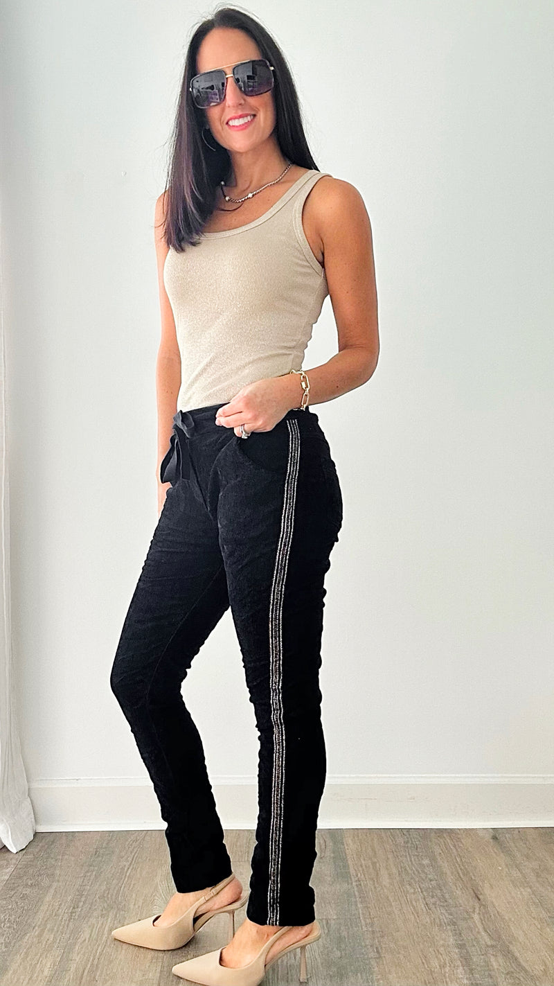 Princeton Town Italian Corduroy Joggers - Navy-180 Joggers-Look Mode-Coastal Bloom Boutique, find the trendiest versions of the popular styles and looks Located in Indialantic, FL