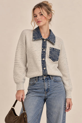 Denim Knit Cardigan