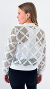 Noir Texture Statement Jacket - White-160 Jackets-L MASSIMO-Coastal Bloom Boutique, find the trendiest versions of the popular styles and looks Located in Indialantic, FL