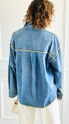 Distressed Pop Denim Top-130 Long Sleeve Tops-Weilco-Coastal Bloom Boutique, find the trendiest versions of the popular styles and looks Located in Indialantic, FL