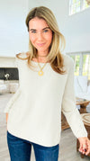 Soho Italian Boatneck Pullover - Ecru-140 Sweaters-Italianissimo-Coastal Bloom Boutique, find the trendiest versions of the popular styles and looks Located in Indialantic, FL