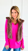 Winter Whisper Faux Fur Vest- Chocolate-160 Jackets-IRIS-Coastal Bloom Boutique, find the trendiest versions of the popular styles and looks Located in Indialantic, FL