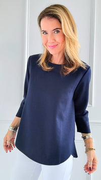 Bold Moves Top - Navy-130 Long Sleeve Tops-Beverly Rose-Coastal Bloom Boutique, find the trendiest versions of the popular styles and looks Located in Indialantic, FL