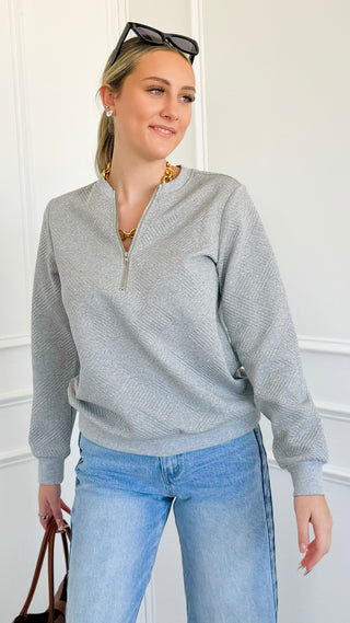 Textured Half Zip Pullover Sweatshirt