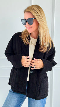 Quilted Ease Button Jacket-160 Jackets-Tempo-Coastal Bloom Boutique, find the trendiest versions of the popular styles and looks Located in Indialantic, FL