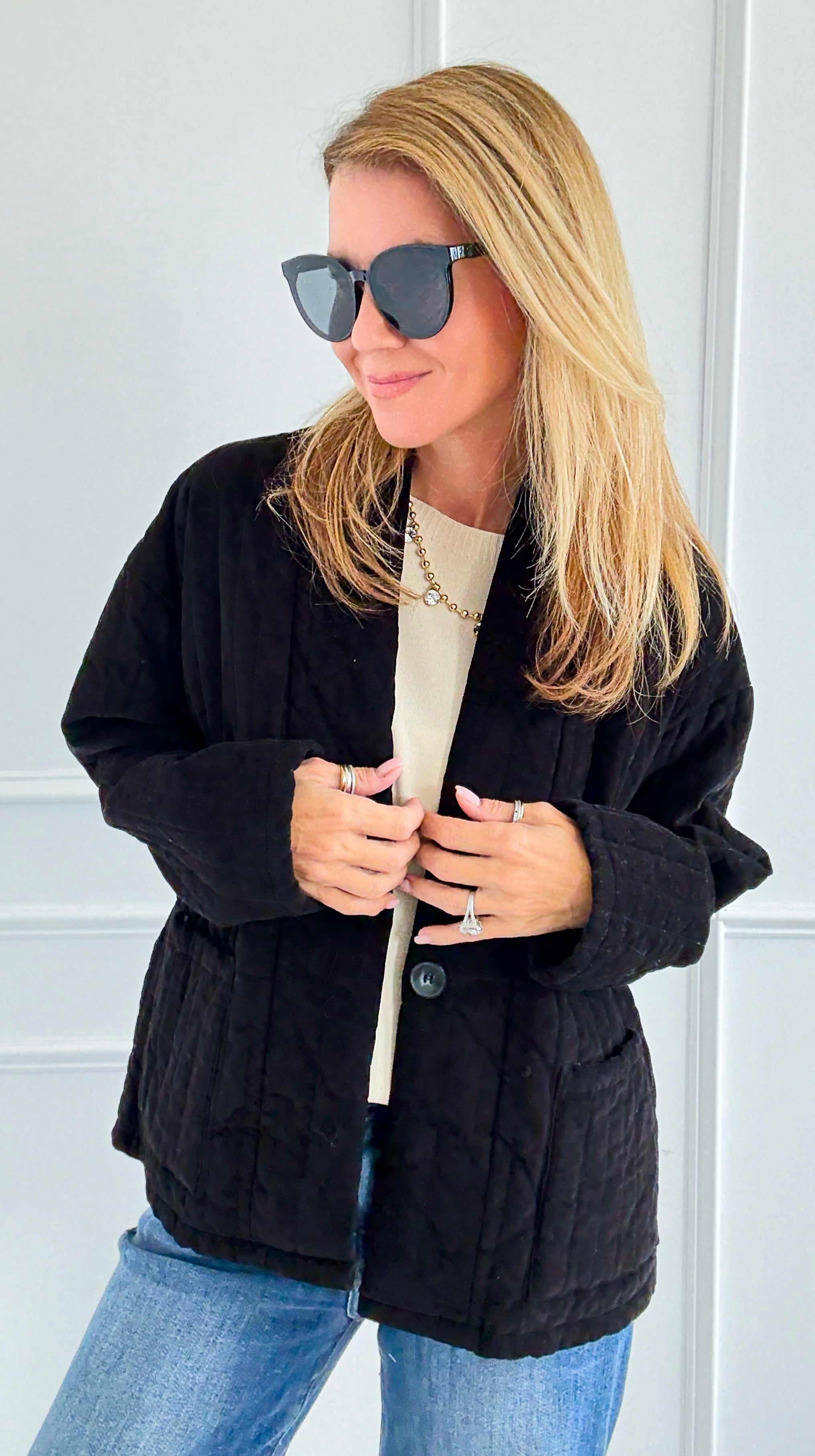 Quilted Ease Button Jacket-160 Jackets-Tempo-Coastal Bloom Boutique, find the trendiest versions of the popular styles and looks Located in Indialantic, FL