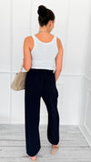 Flow State Italian Pants- Navy-100 Pants-SEE YOU IN ROME-Coastal Bloom Boutique, find the trendiest versions of the popular styles and looks Located in Indialantic, FL