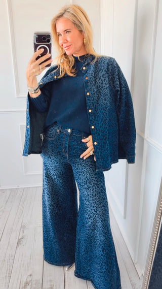 Leopard Wide Leg Denim Pant