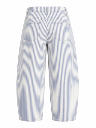 Striped High Waist Barrel Jeans