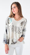 Starry Whimsical Italian Sweater-140 Sweaters-Italianissimo-Coastal Bloom Boutique, find the trendiest versions of the popular styles and looks Located in Indialantic, FL