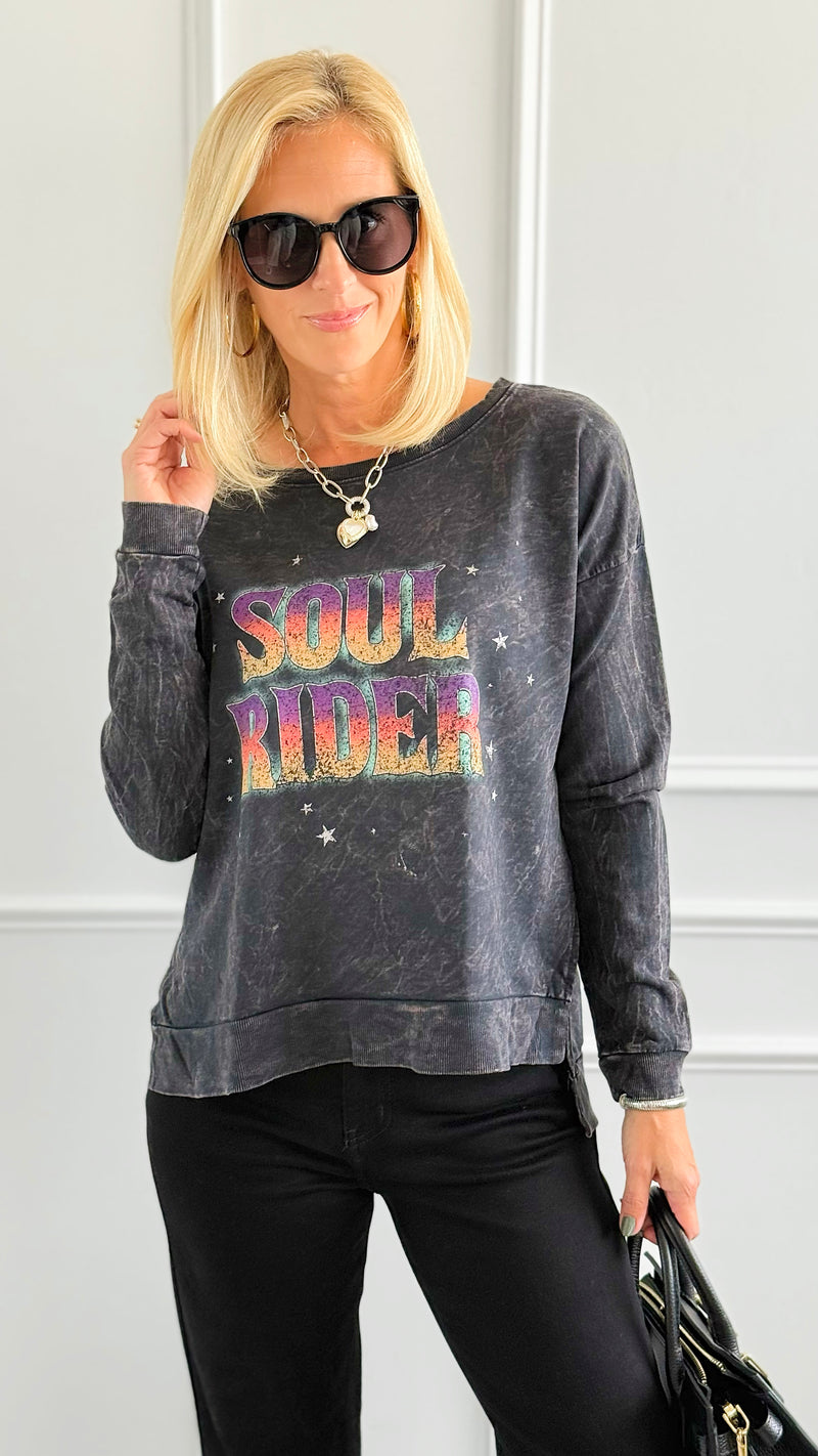 Soul Rider Star Sweatshirt-110 Long Sleeve Tops-ROUSSEAU-Coastal Bloom Boutique, find the trendiest versions of the popular styles and looks Located in Indialantic, FL