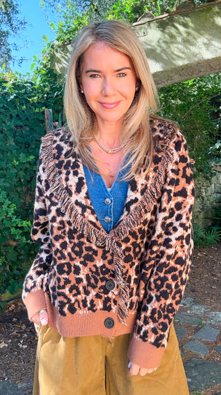 Leopard Luxe Fringe Cardigan
