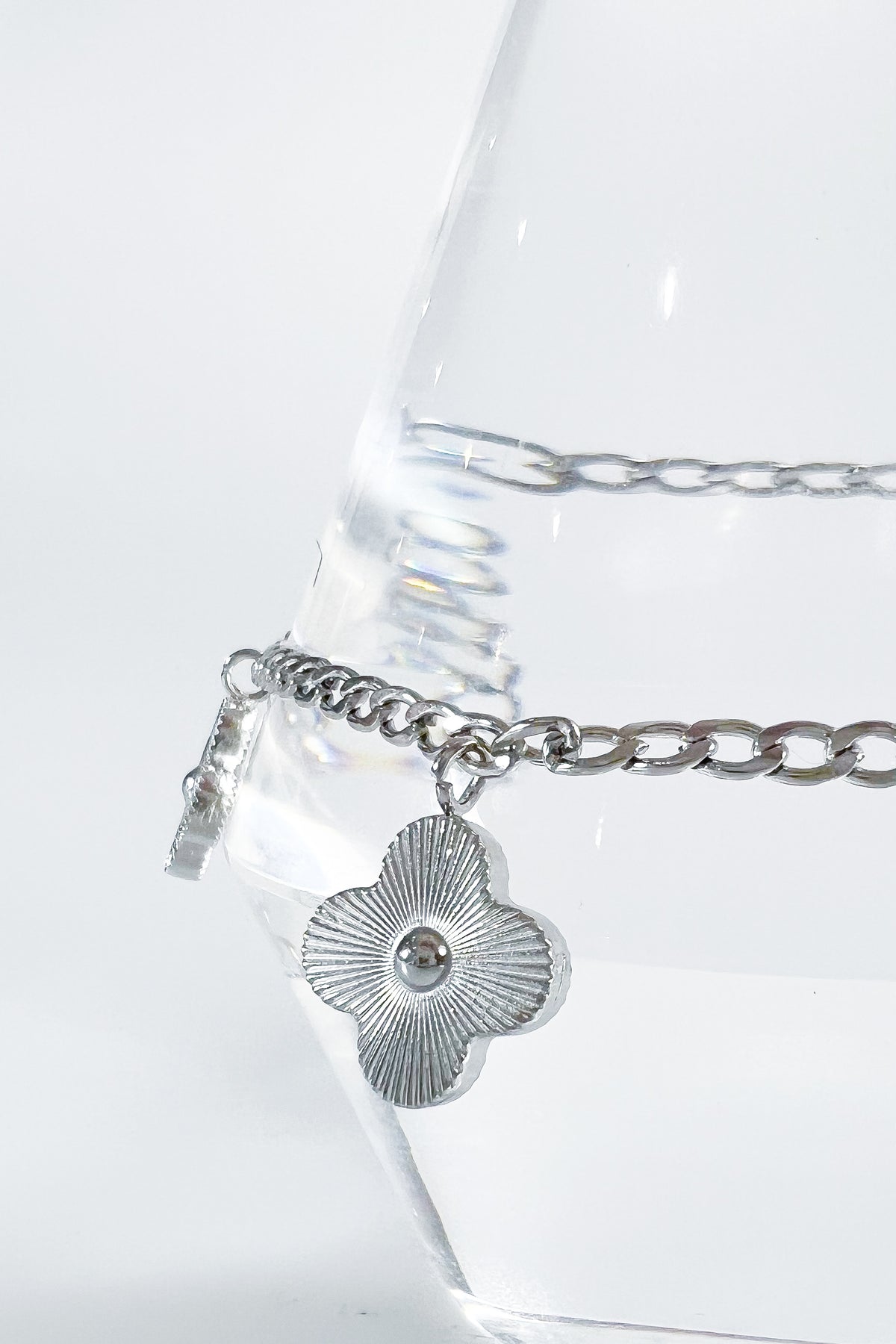 Stainless Steel Clover Station Bracelet-230 Jewelry-NYC-Coastal Bloom Boutique, find the trendiest versions of the popular styles and looks Located in Indialantic, FL