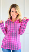 Pre Order- Plaid Allure Zip-Up Top-110 Long Sleeve Tops-Gretchen Scott-Coastal Bloom Boutique, find the trendiest versions of the popular styles and looks Located in Indialantic, FL