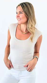 Effortless Scoop Neck Tank Top - Sand Beige-100 Sleeveless Tops-Zenana-Coastal Bloom Boutique, find the trendiest versions of the popular styles and looks Located in Indialantic, FL