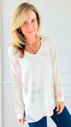 Clover & Flower Rhinestone Italian Pullover- Pink-100 Sleeveless Tops-Italianissimo-Coastal Bloom Boutique, find the trendiest versions of the popular styles and looks Located in Indialantic, FL