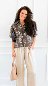 Botanical Romance Puff Sleeve Italian Button Down Top-110 short Sleeve Top-AZUL MONACO-Coastal Bloom Boutique, find the trendiest versions of the popular styles and looks Located in Indialantic, FL