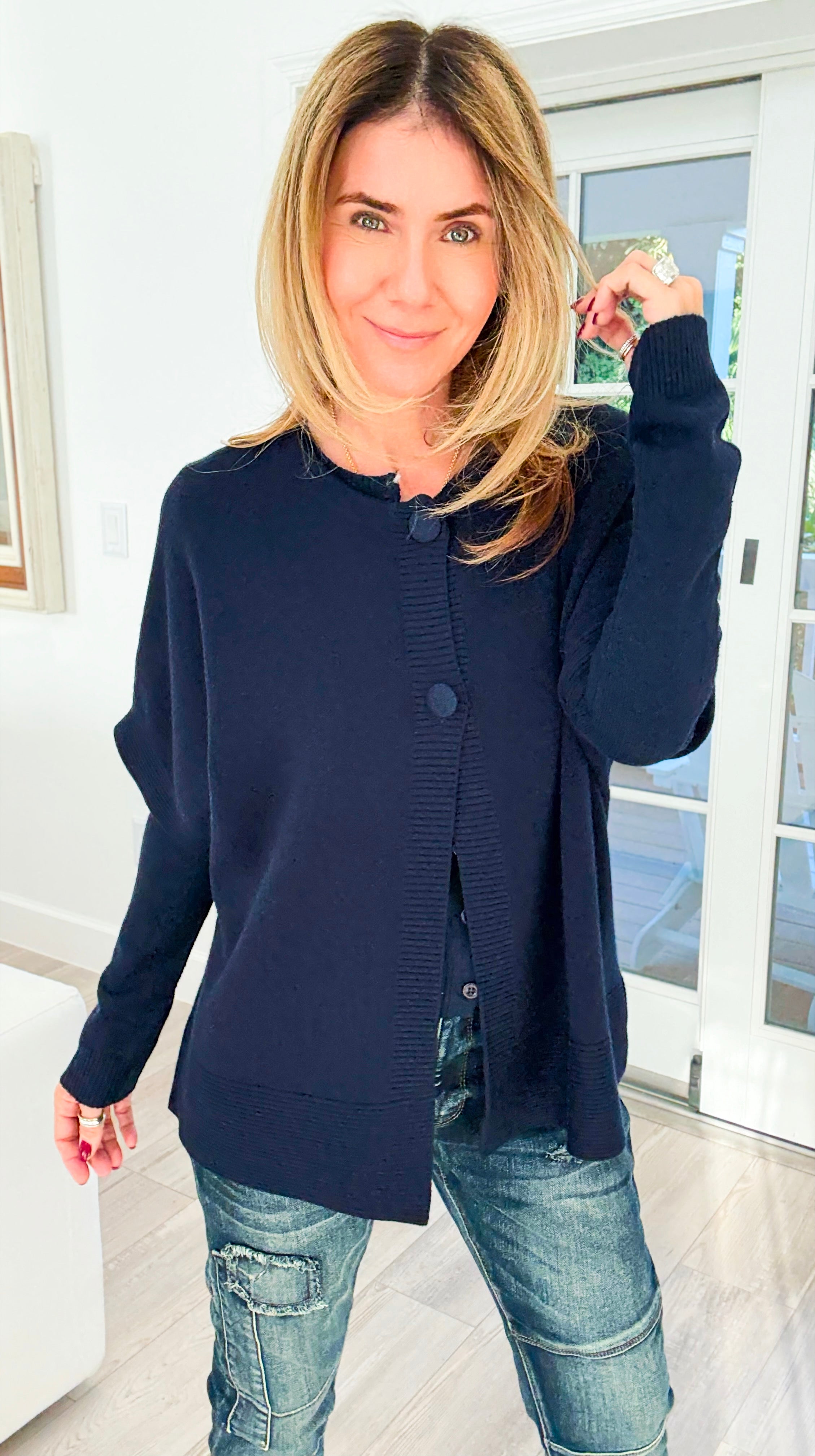 Plush Edit Italian Cardigan- Navy