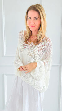 Star Power Italian Knit Sweater- Off White-140 Sweaters-SEÑORITA C-Coastal Bloom Boutique, find the trendiest versions of the popular styles and looks Located in Indialantic, FL
