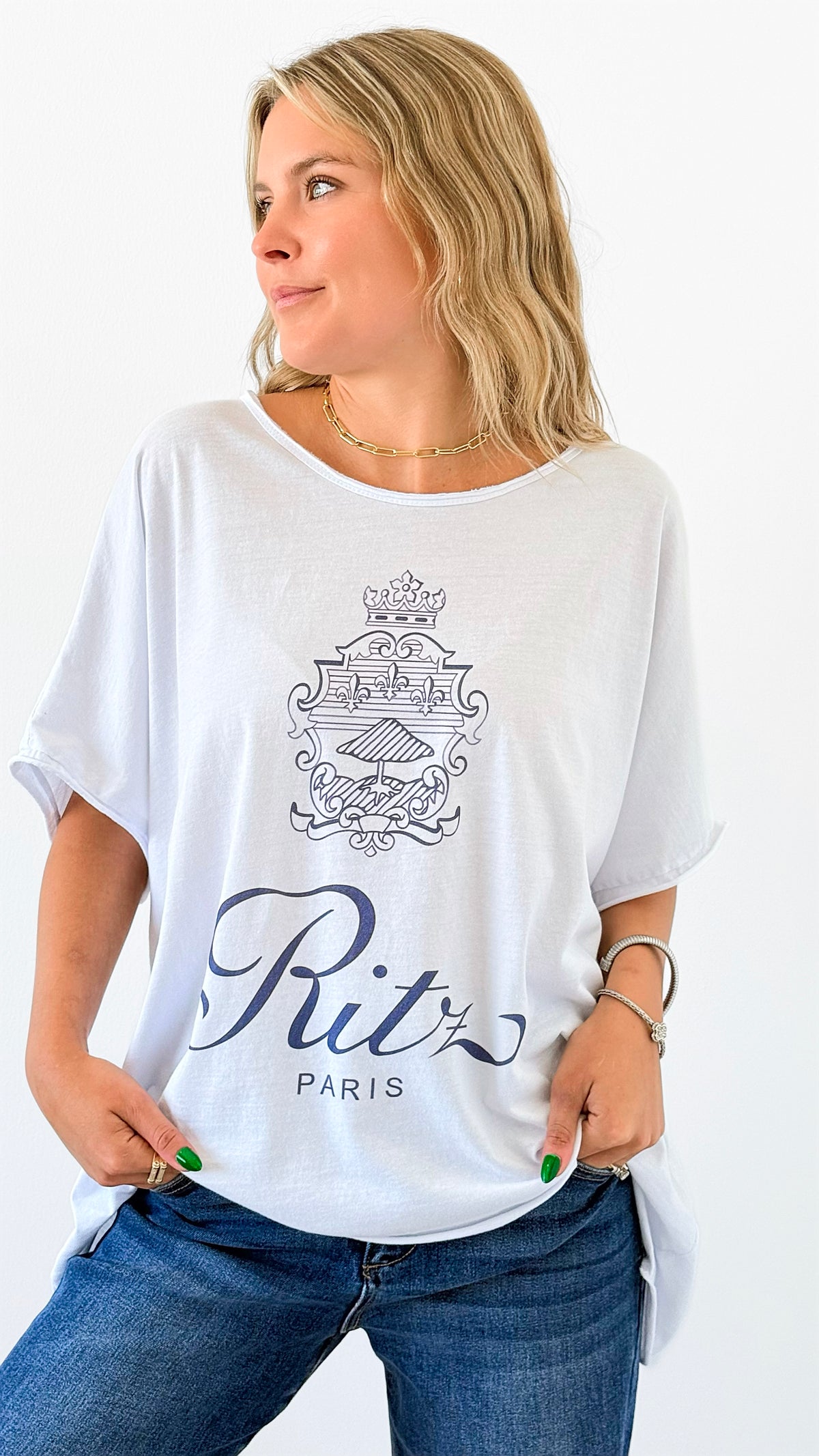 Paris Embroidery Italian Graphic tee-110 short Sleeve Top-Italianissimo-Coastal Bloom Boutique, find the trendiest versions of the popular styles and looks Located in Indialantic, FL
