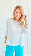 Cloud Day Short Sleeve Italian Knit Top- White-110 short Sleeve Top-NSP-Coastal Bloom Boutique, find the trendiest versions of the popular styles and looks Located in Indialantic, FL