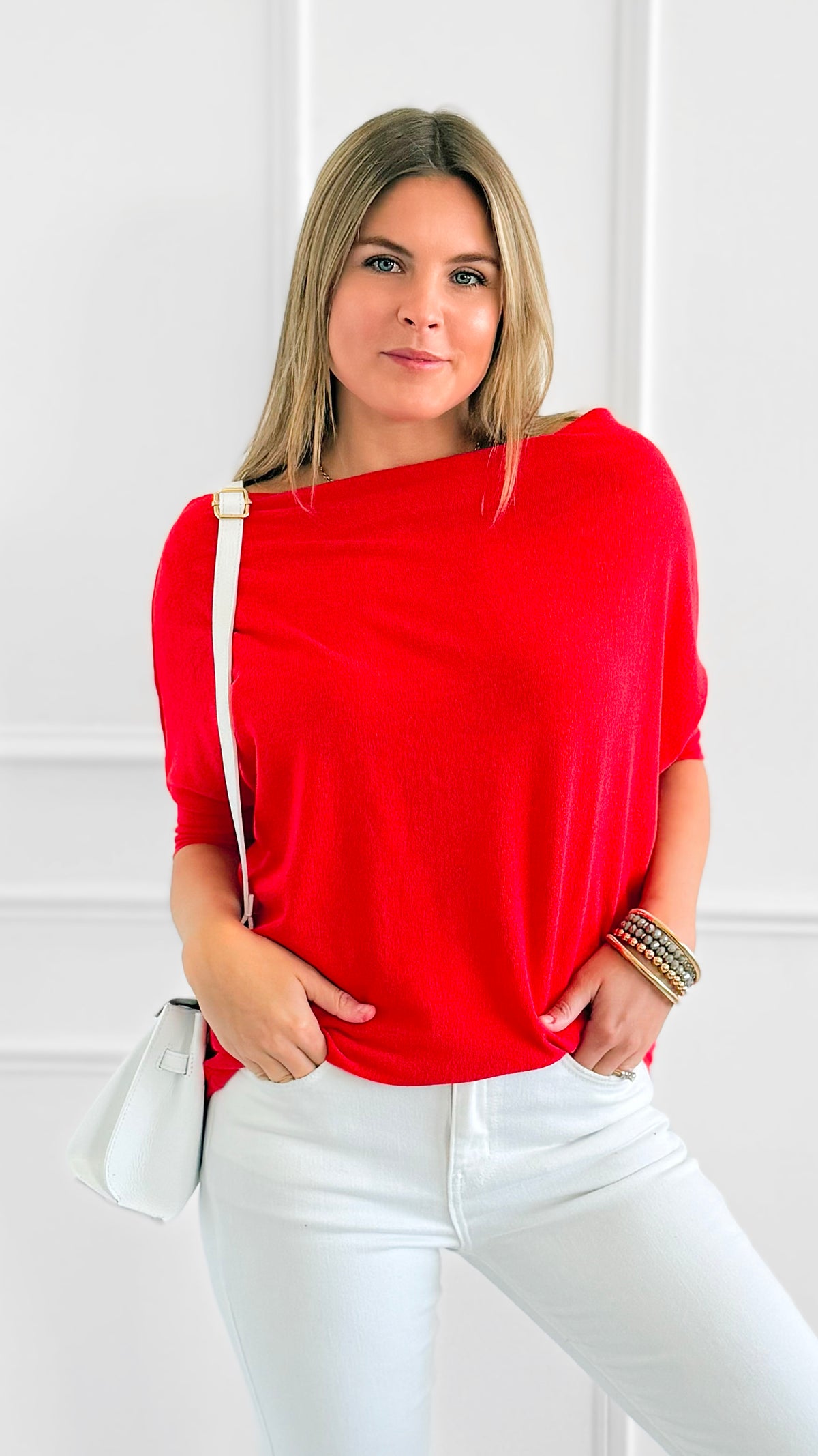 Anywhere Short Sleeve Top - Red-110 short Sleeve Top-Six/ Fifty-Coastal Bloom Boutique, find the trendiest versions of the popular styles and looks Located in Indialantic, FL