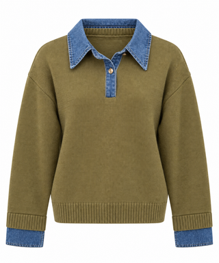 Collared Mixed Media Sweater