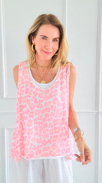Wild Mesh Italian Tank Top- Neon Pink-100 Sleeveless Tops-Italianissimo-Coastal Bloom Boutique, find the trendiest versions of the popular styles and looks Located in Indialantic, FL