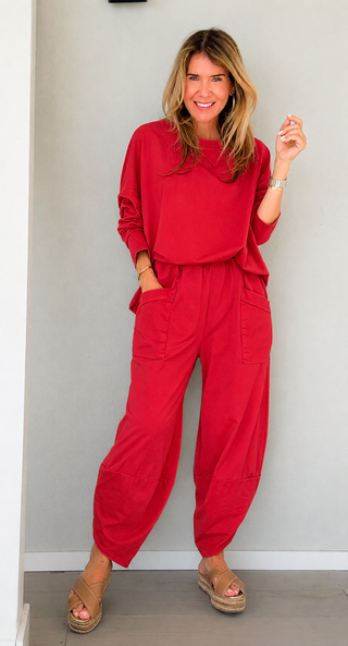 La Spezia Italian Barrel Cotton Set - Red