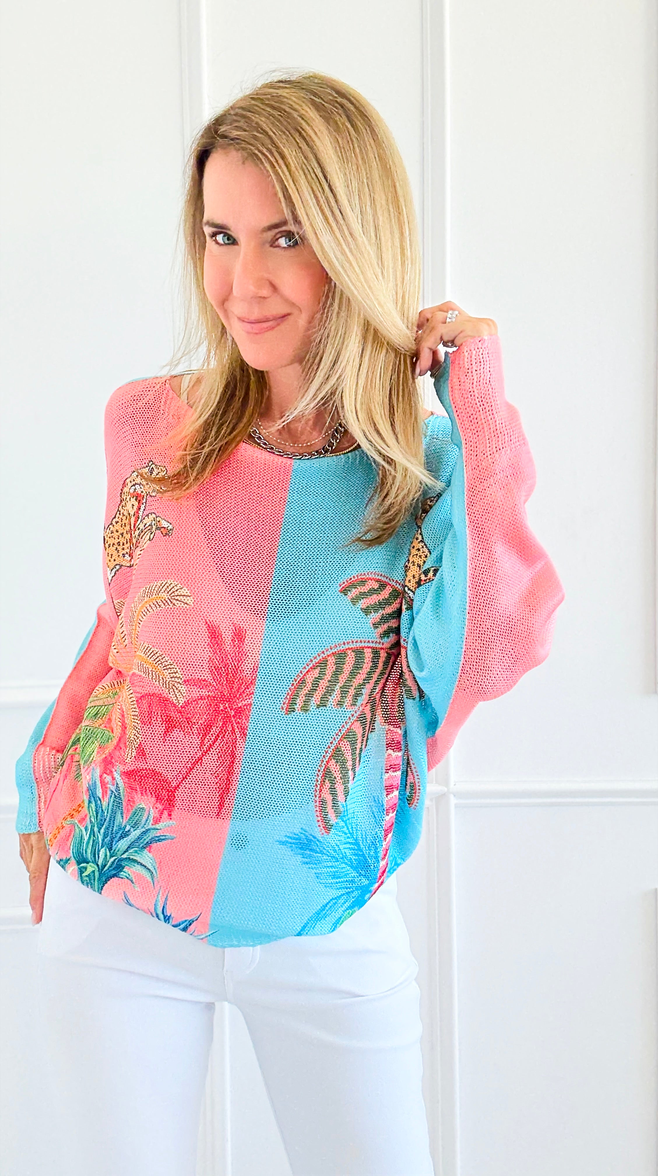 Tropic Pop Italian St Tropez Sweater-140 Sweaters-SORPRESA-Coastal Bloom Boutique, find the trendiest versions of the popular styles and looks Located in Indialantic, FL