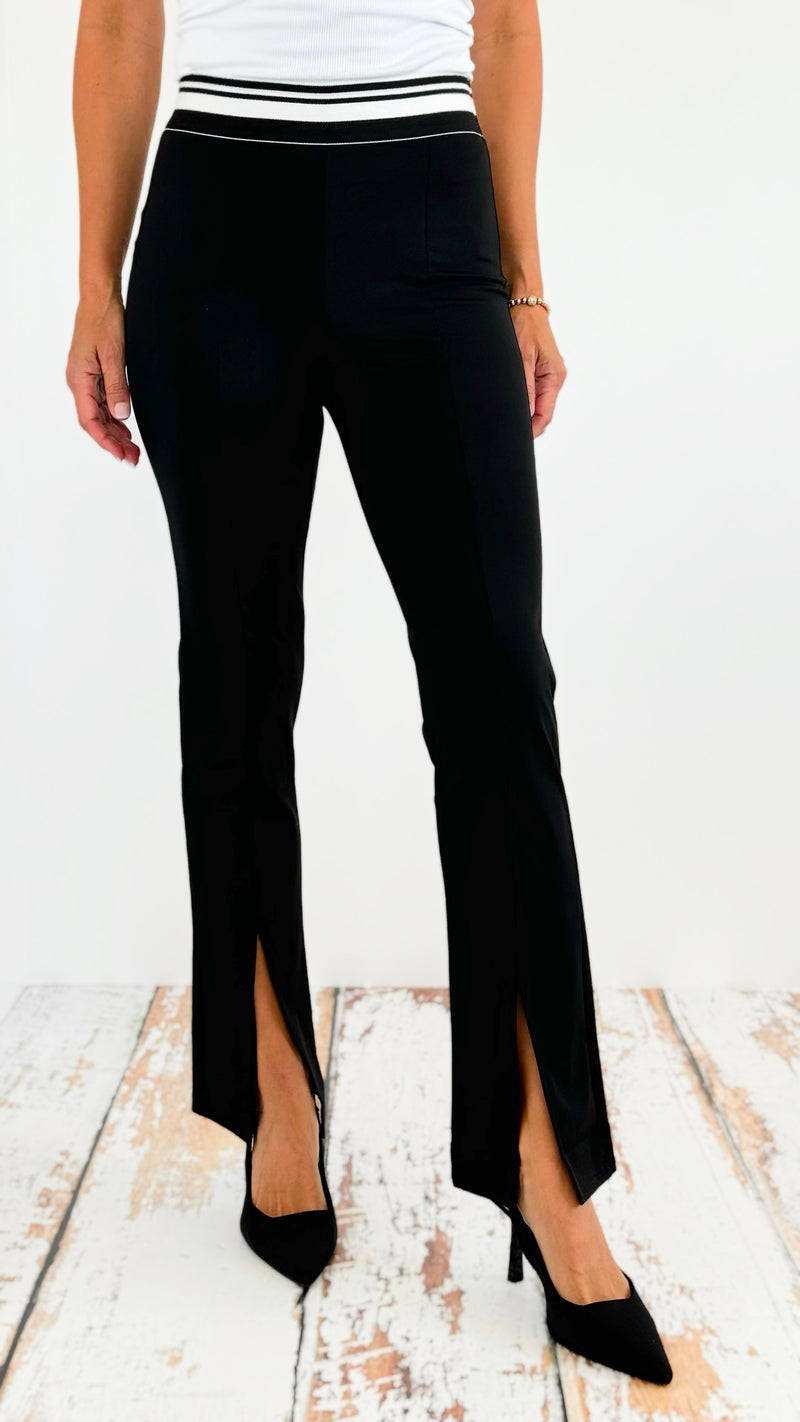 Contrast Band Front Slit Pants-170 Bottoms-Love Poem-Coastal Bloom Boutique, find the trendiest versions of the popular styles and looks Located in Indialantic, FL