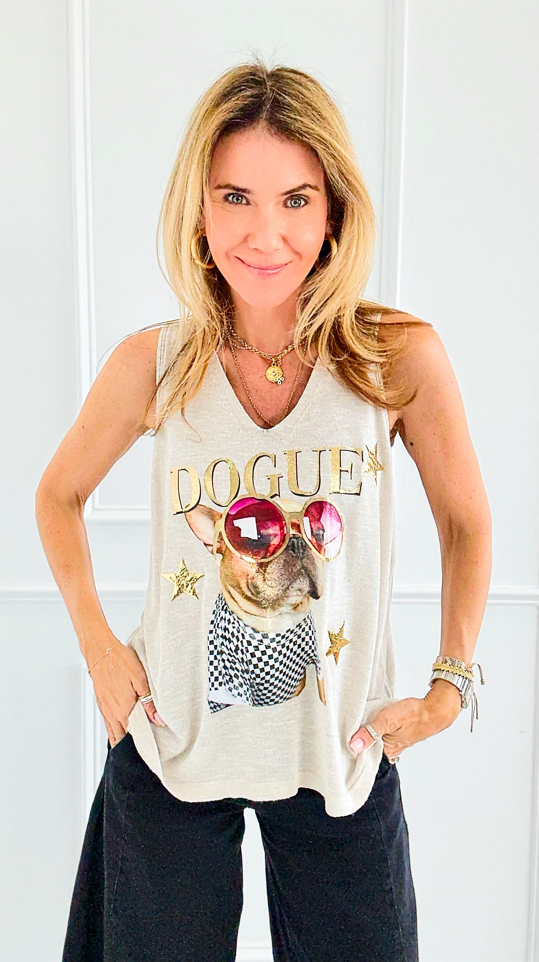Dogue Star Italian Top-100 Sleeveless Tops-GI STUDIO-Coastal Bloom Boutique, find the trendiest versions of the popular styles and looks Located in Indialantic, FL