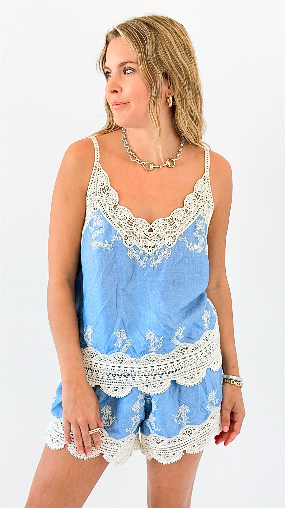 Lace Charm Embroidered Set-210 Loungewear/Sets-MUY MUY FANCY-Coastal Bloom Boutique, find the trendiest versions of the popular styles and looks Located in Indialantic, FL