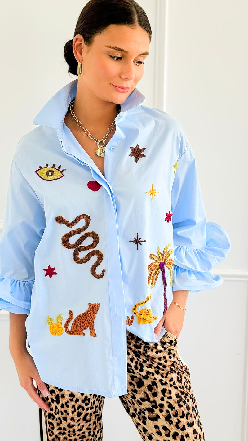 Desert Mirage Ruffle Bell Sleeve Italian Blouse-170 Bottoms-TATTOO Z-Coastal Bloom Boutique, find the trendiest versions of the popular styles and looks Located in Indialantic, FL