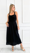 Sweet Riviera Midi Dress - Black-200 Dresses/Jumpsuits/Rompers-Blu Pepper-Coastal Bloom Boutique, find the trendiest versions of the popular styles and looks Located in Indialantic, FL