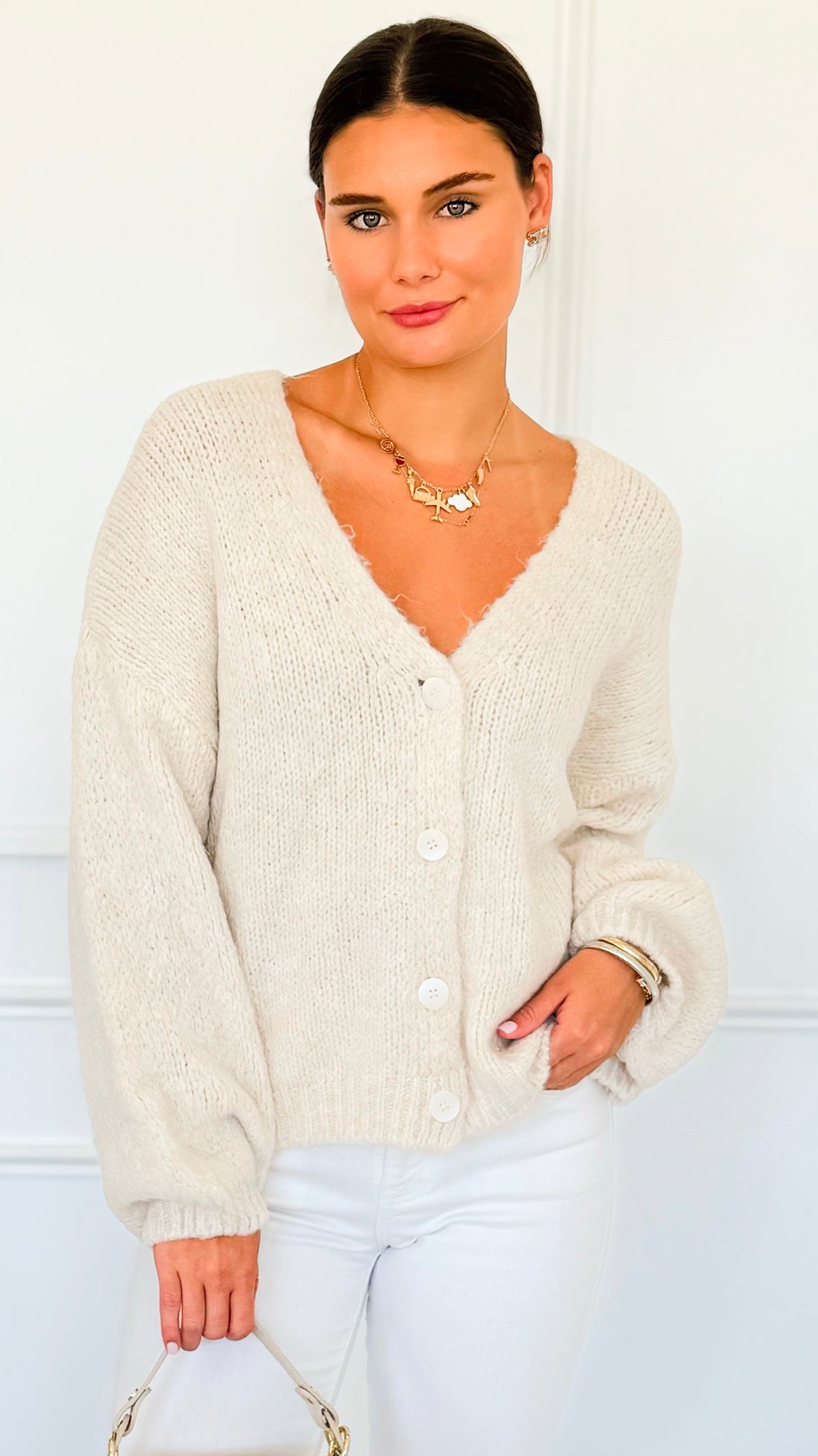 Bisou Knit Italian Cardigan-150 Cardigans/Layers-Italianissimo-Coastal Bloom Boutique, find the trendiest versions of the popular styles and looks Located in Indialantic, FL