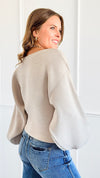 Soft Ribbed Knit Sweater - Sand Beige-140 Sweaters-Zenana-Coastal Bloom Boutique, find the trendiest versions of the popular styles and looks Located in Indialantic, FL